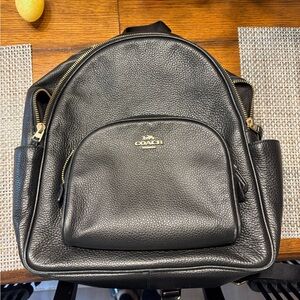 Coach Black Pebbled Leather Backpack with Gold Hardware